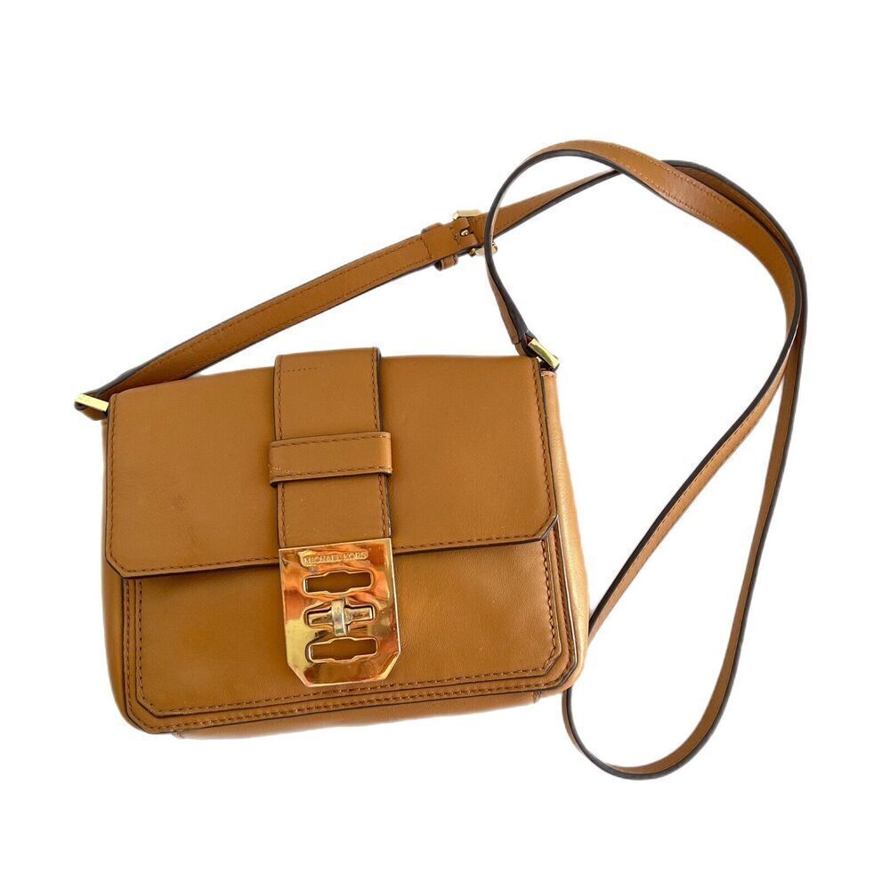 Michael Kors Crossbody Bag Camel Flap and Turn Lock Closure Small